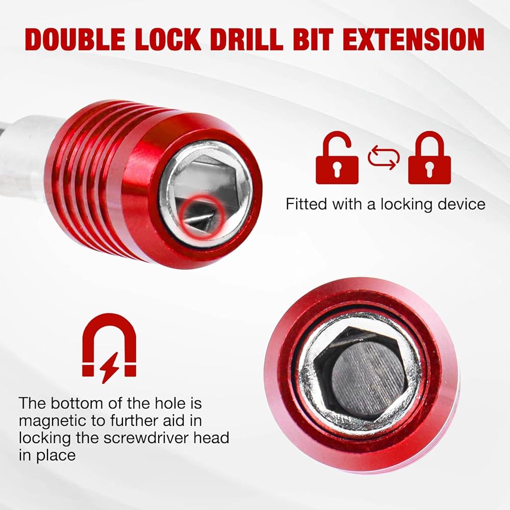 Drill Bit Extension 2/4/6/12'', Magnetic Bit Holder 4 Pcs